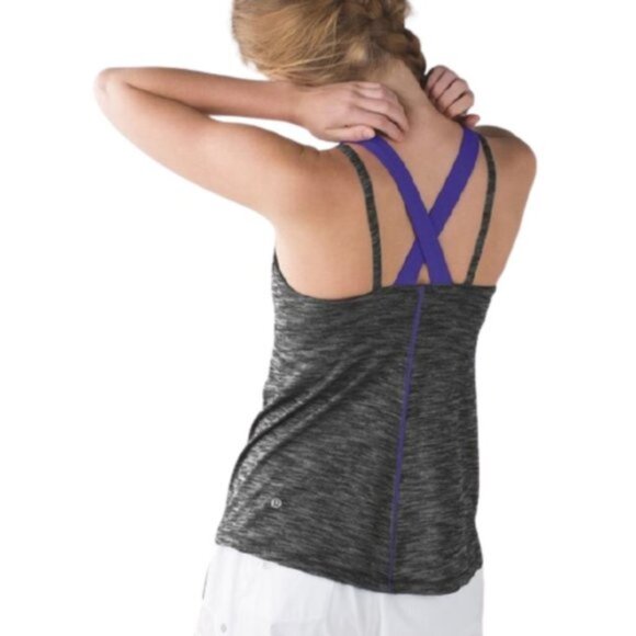 Lululemon Run for Gold top tank with bra gray/purple, 4 - Picture 2 of 9